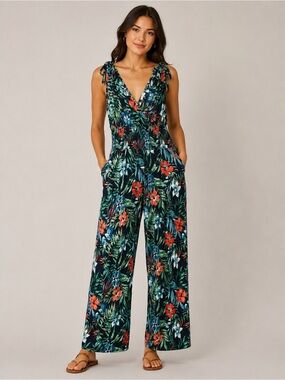 Lascana Tropical Print Wide Leg Jumpsuit – Size US 10
